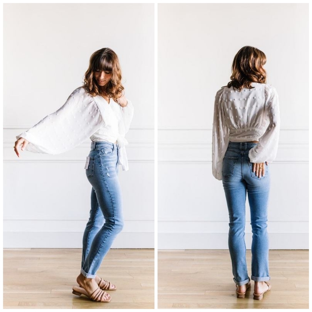 Reset swiss dot wrap top size S